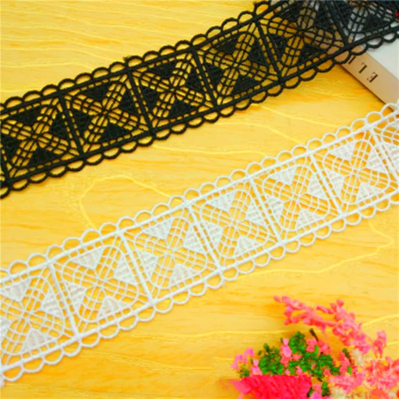 

2yards fabric lace Trim Polyester silk Embroidery Wedding Dress decoration accessories width 3.5cm Water Soluble Sewing Lace