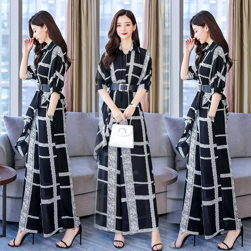 Модный Костюм Богини из двух частей, летний женский костюм Conjunto Feminino, женский летний костюм, Ensemble Femme Survetement, женский костюм - Цвет: Черный