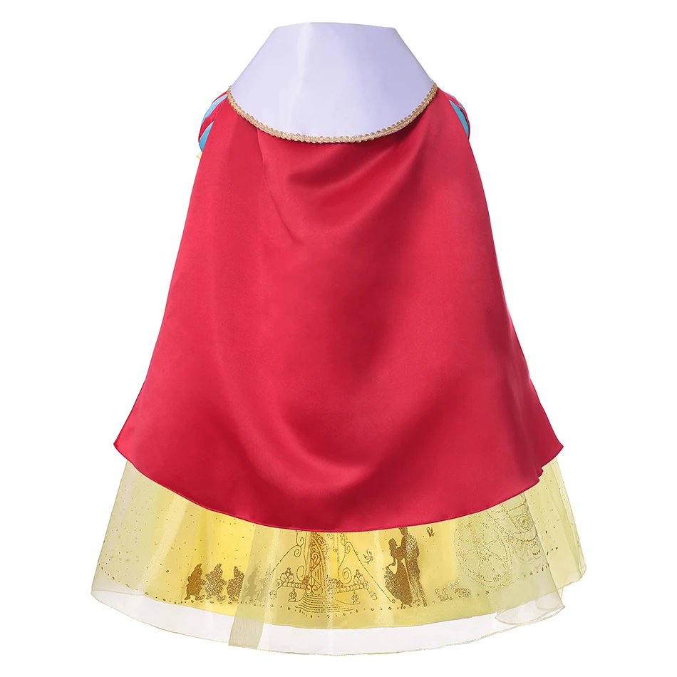 Girl Princess Snow White Dress with Cloak Kids Cosplay Costume Layers Deluxe Ball Gown Child Holloween Party Birthday Facy | Детская