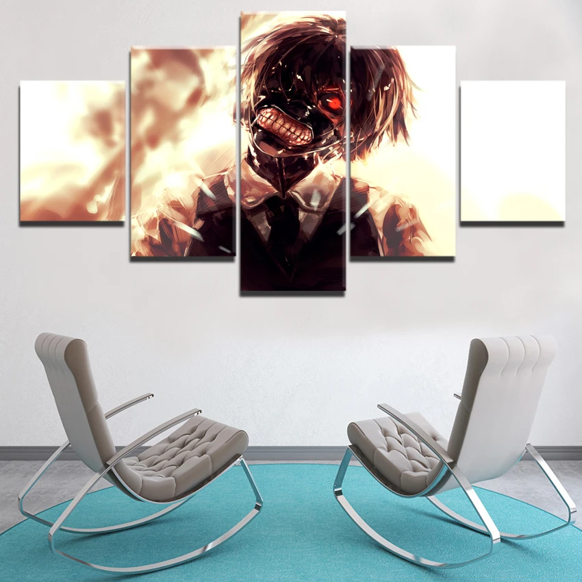 Настенные художественные картины на холсте 5 шт. маска для лица Токийский Гуль