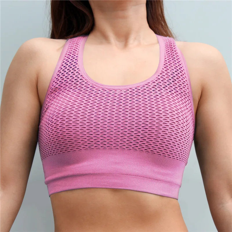 Спортивный бюстгальтер для женщин ударопрочный розовый спортивный чистая пряжа