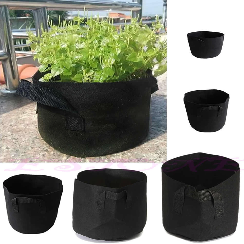 

5Size 1-10 Gallon Round Black Non-woven Fabrics Pots Plant Pouch Root Container Grow Bag Aeration Container Nursery Pots