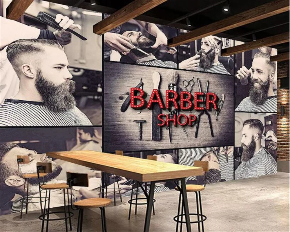 

Large custom wallpaper 3D stereoscopic modern hairdressing fashion barbershop background wall painting 3d wallpaper beibehang