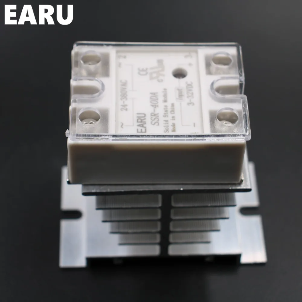 1 шт. SSR 40DA твердотельный релейный модуль 40 DA 40A с пластиковой крышкой + алюминиевый