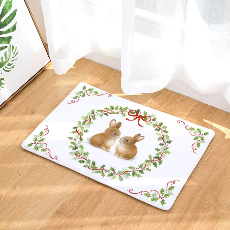 Comwarm 40*60 см мультфильм животных кролики дверные коврики Рождество
