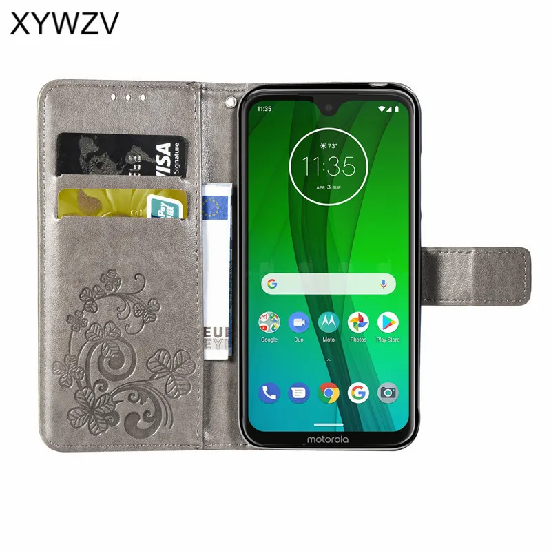 Чехол книжка для Motorola G7 Play мягкий силиконовый чехол с отделением карт Fundas Moto US