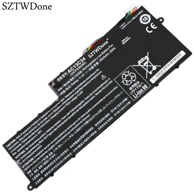 SZTWDone AC13C34 ноутбук Батарея для Acer Aspire V5 122P ES1 111M MS2377 E3 111 C5Q2 C4U8 11 4 V 2640 мА/ч 30WH|battery for acer