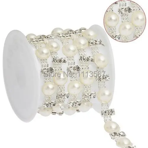 5 ярдов ремесло кристалл жемчуг Кристалл Стразы цепь Аппликация Украшение