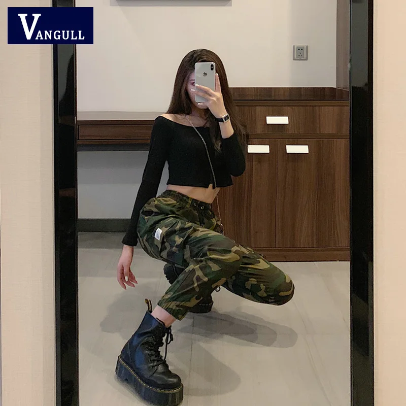 Женские камуфляжные брюки Vangull Свободные повседневные карго с эластичным поясом