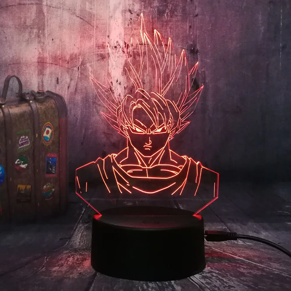 3 Крутой детский светодиодный ночник Dragon Ball Z Goku рисунок ночной Светильник для детской спальни Декор аниме 3D иллюзия светодиодный ночной Светильник Saiyan - Испускаемый цвет: 3