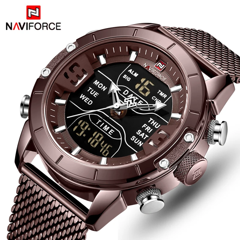 Топ люксовый бренд NAVIFORCE мужские военные водонепроницаемые спортивные часы