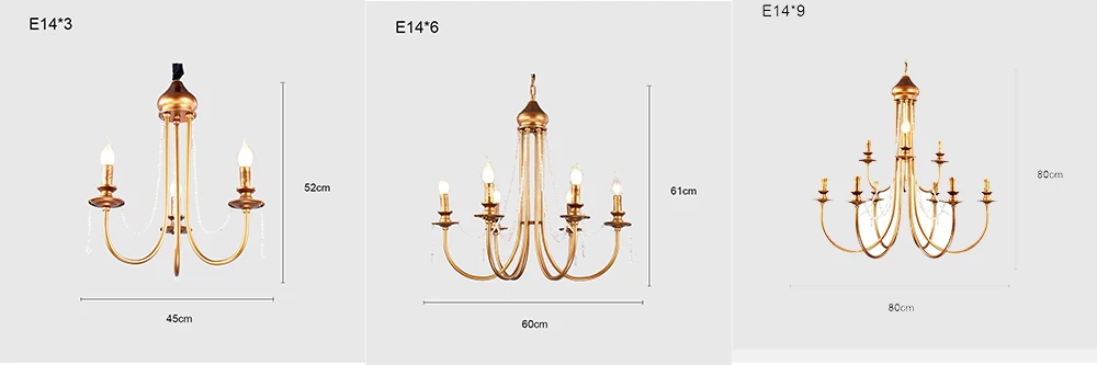 Modern Vintage Design Crystal E14 Ancient Gold Led Chandelier Lighting Fixtures for Home Loft Staircase Living Room Bedroom Lamp