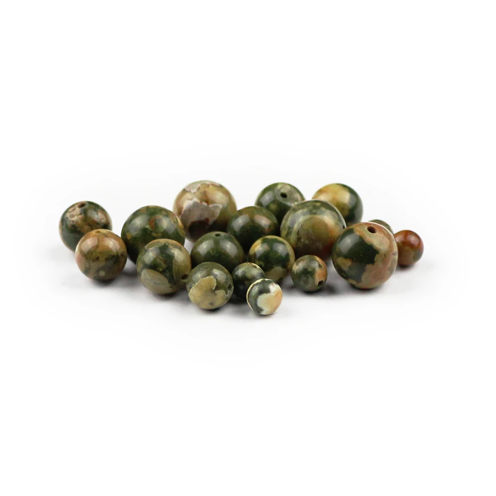BTFBES Bird Rock Beads Natural Green Color Stone 6 8 10 12mm Ore Round Loose For Jewelry Accessories Bracelet Making DIY | Украшения и