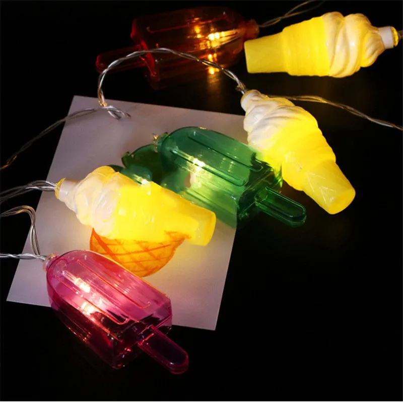 Colorful LED Ice Cream Light String Creative Popsicle Holiday Lamp Battery Box Christmas Bedroom Children Room Cafe Decor Cute |
