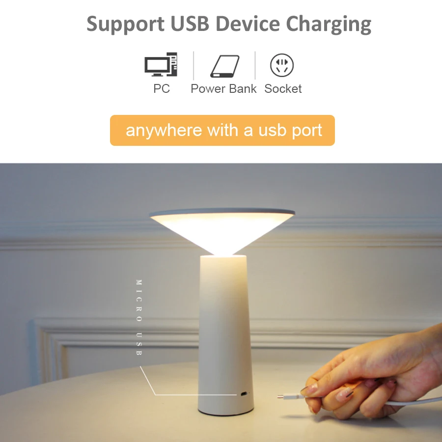 Диммер настольная лампа для защиты глаз Светодиодная чтения с USB зарядкой