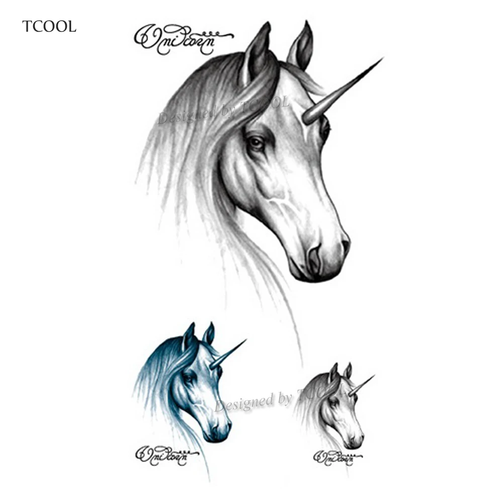 Временная тату-наклейка HXMAN Unicorn Для мужчин и женщин модный боди-арт для детей