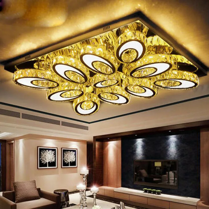 

Modern minimalist rectangular led ceiling lamp crystal lamp living room ceiling lamp led square lighting fixture led crystal