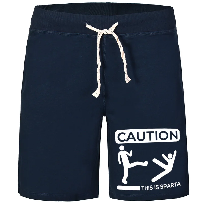 Шорты мужские с принтом Caution This is Sparta дышащие удобные хлопковые карманами