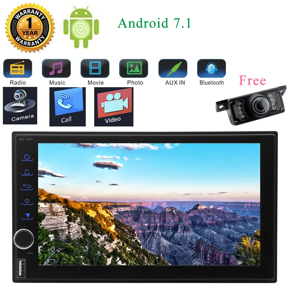 Автомагнитола 2 Din без мультимедиа плеер стерео Android 7 1 дюймов емкостный сенсорный