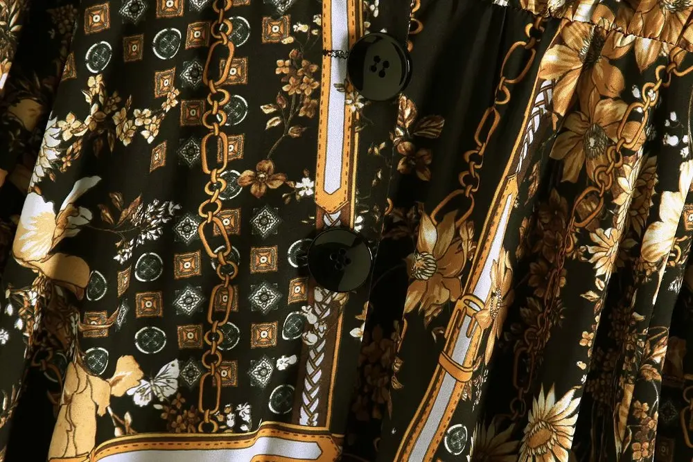 2018 za зимнее женское платье с принтом FORAL es vestidos Струящееся контрастным
