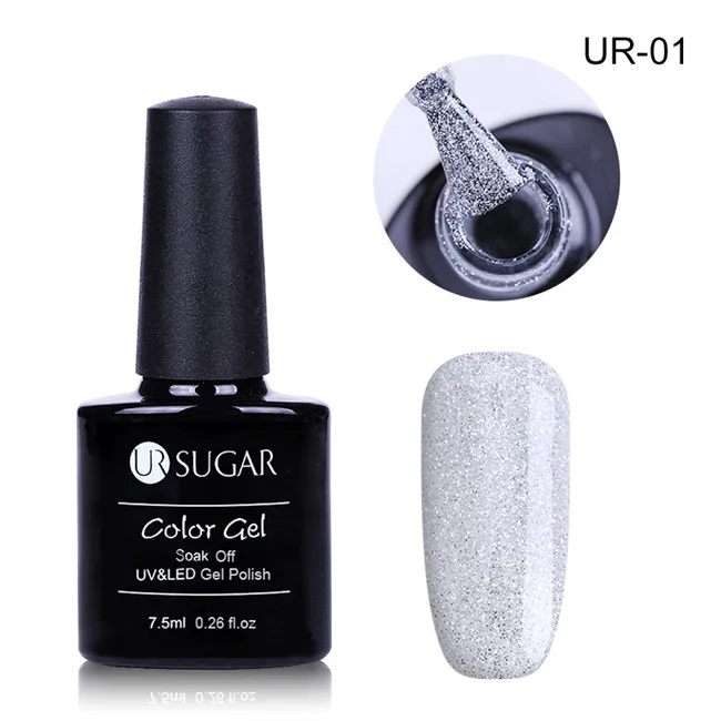 Ur Sugar 7,5 мл черный бриллиант УФ-гель для ногтей голографический Блестящий лак для ногтей - Цвет: Champagne 1