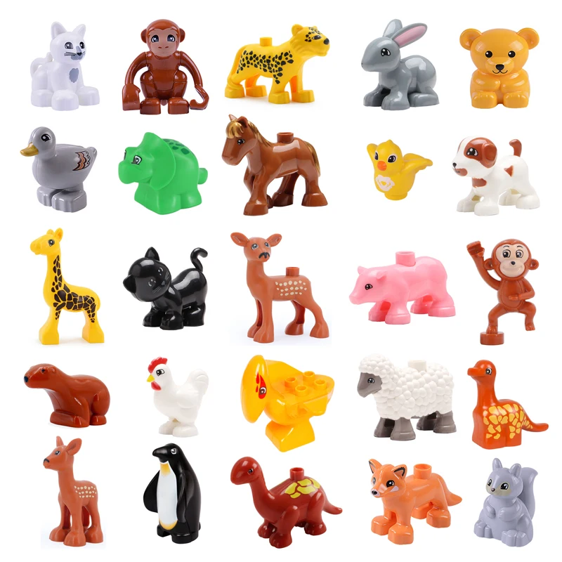 

Dinosaur Zoo Animal cat pig DIY Accessories Educational Toys For Children Gift Big Building Blocks Compatible Big Size Brick