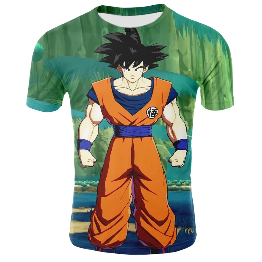Футболка с драконом летняя мужская футболка 3D принтом Dragon Ball Z Super Saiyan Goku