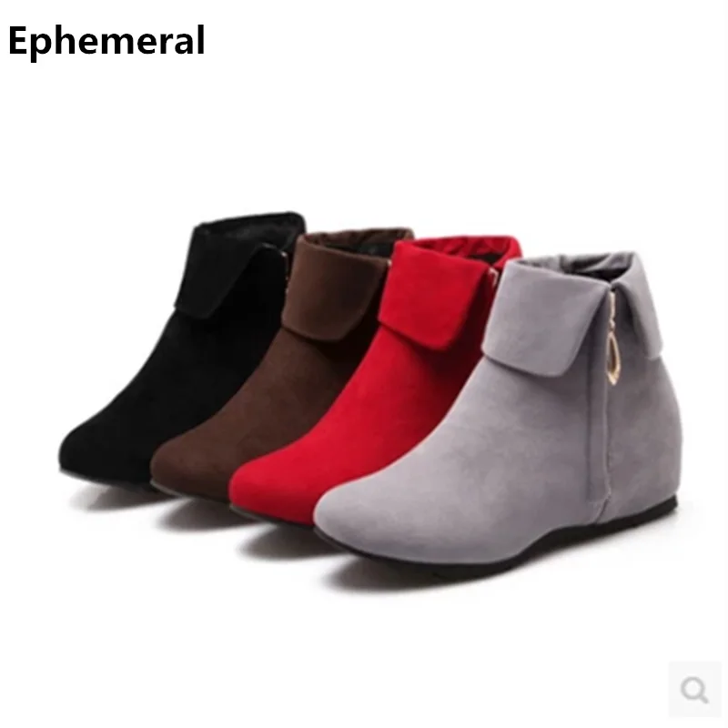 Панка для Готской Верховной еды Botas Femininas из флока на молнии визуально