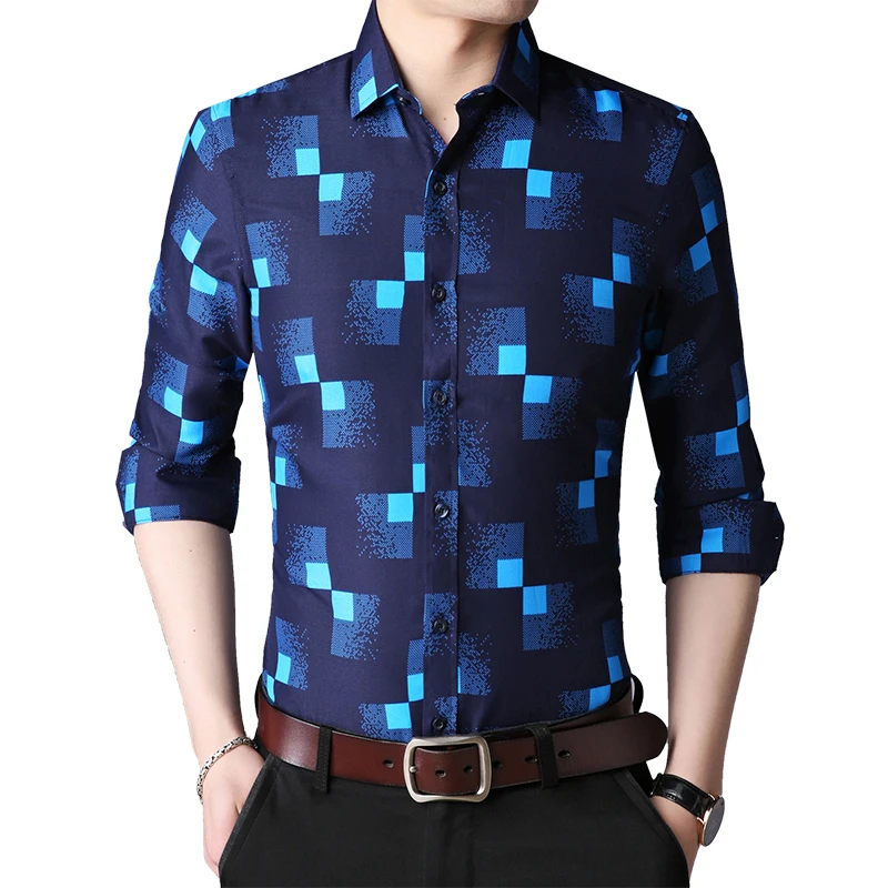 2018 Для Мужчин's Рубашки для мальчиков мужчин Slim Fit печати Camisa masculina Smart