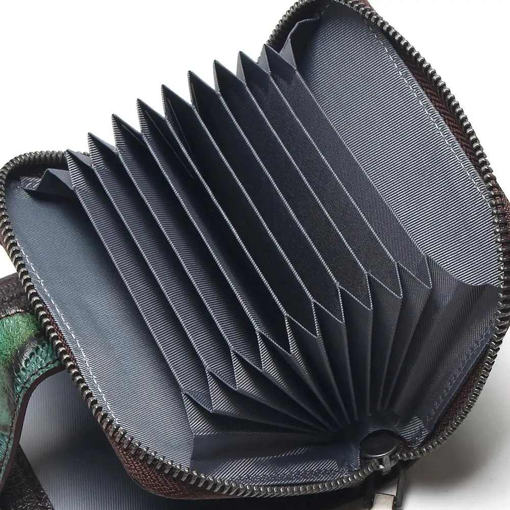 Женский кошелек на молнии из натуральной кожи в стиле ретро Tauren Accordion|wallet women|pattern