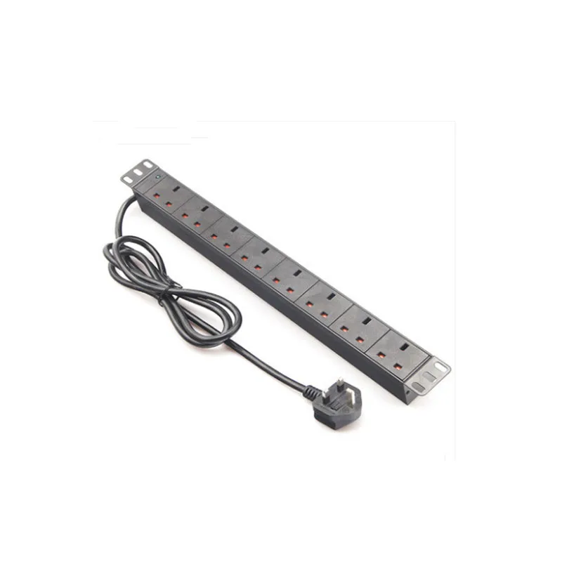 Black Великобритания вилка PDU Sockt 8 AC силовые розетки полоса зарядки розетка с 1,8 м удлинитель настенная розетка шнур питания переходник - Цвет: Black