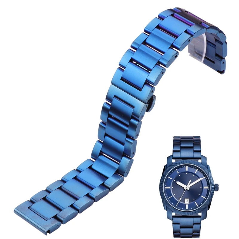 

Watch Band Bracelet 316l Stainless Steel Blue Silver Women Men Metal Watcbands Strap Straight End Links 18 20 21 22mm 23mm 24mm