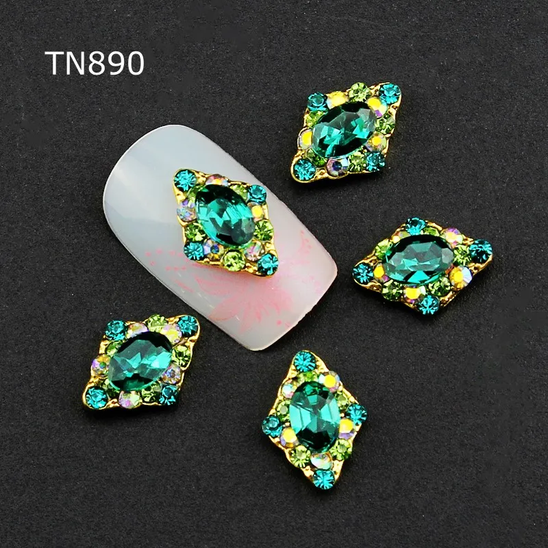 10 шт./лот зеленый Jewelry Дизайн ногтей Аксессуары блеск Стразы для Гвозди сплав