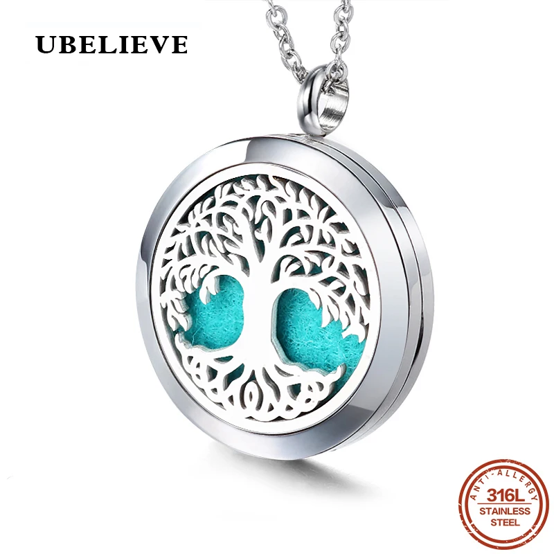 

UBELIEVE 30MM Perfume Diffuser Necklace Pendant Aromatherapy Locket Jewelry Essential Oil Locket Necklace For Women