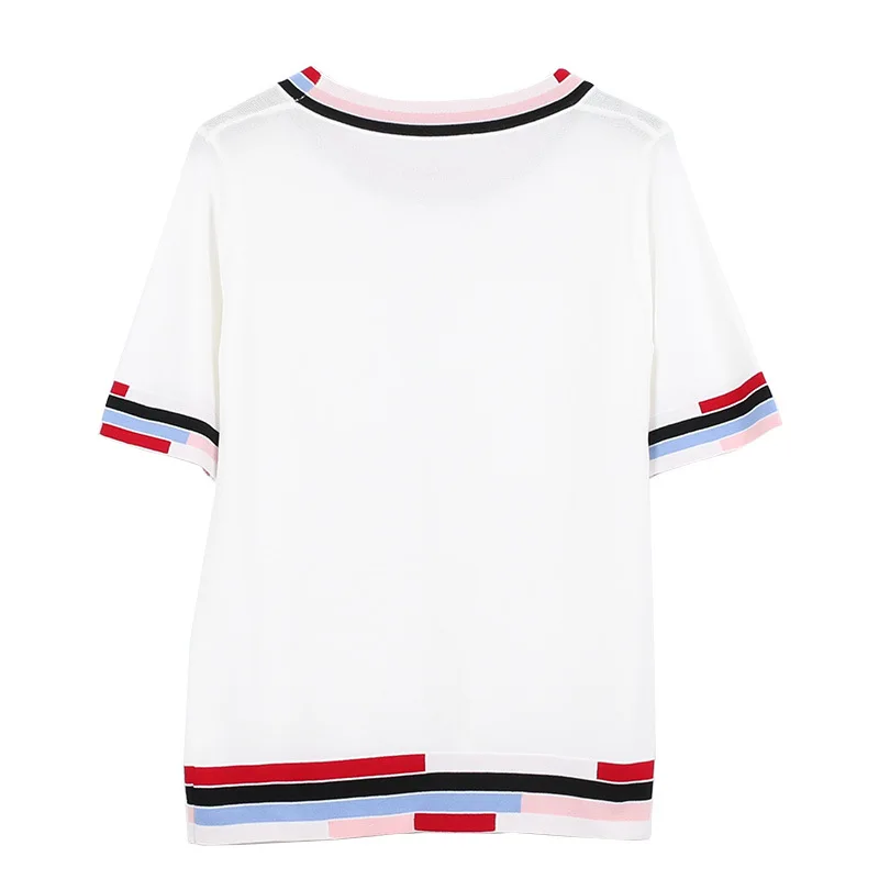 GRUIICEEN 2018 summer contrast color t shirt casual short sleeve women top fashion female tee all match | Женская одежда