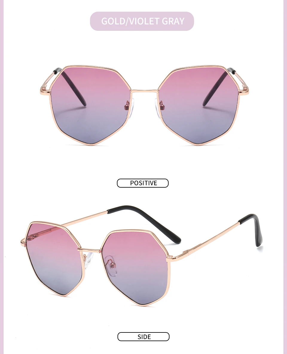 Metal Polygonal Kids Sunglasses UV400 Vintage Cute Sunglasses Girls Boys Goggles Children Sunglasses Glasses Gafas De Sol Mujer