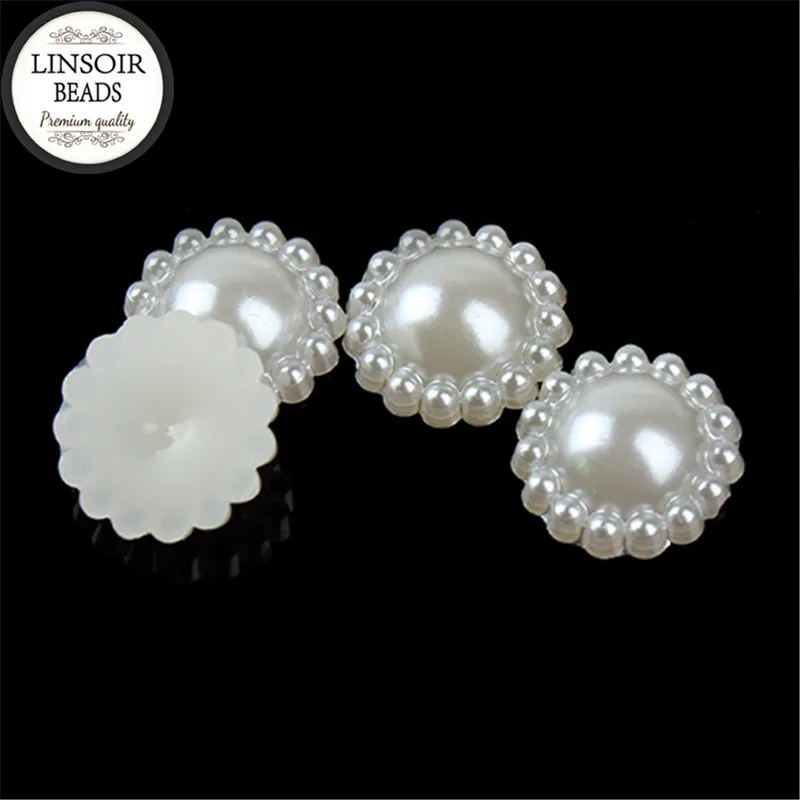 

100 pcs/lot Flower Flat Back Half Round Imitation Pearl Beads 9/12/20 Cameo Cabochon Beads Diy Jewelry Finding Making F1523