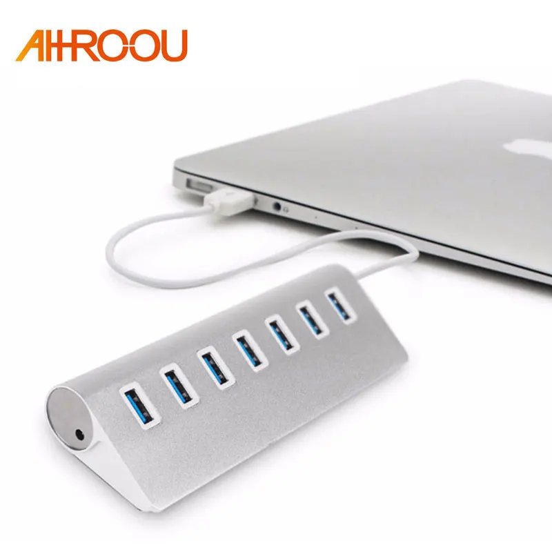 AHHROOU алюминиевый 7 портовый концентратор USB 3 0 высокоскоростной мини разветвитель
