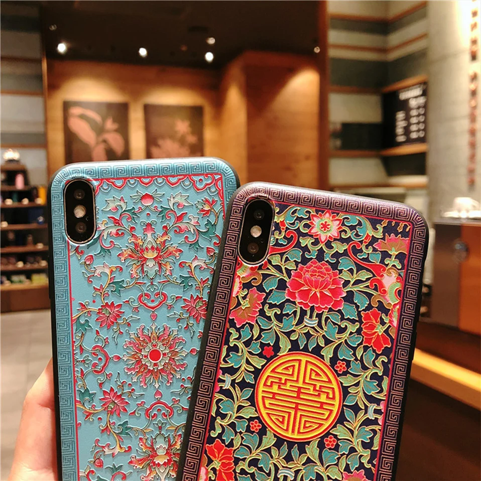 Palace Style Phone Case For iPhone 6 6S 7 8 Plus Capa X Relief Back Cover |