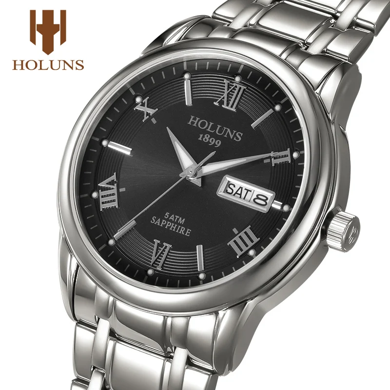 Relogio Masculino Holuns Классические наручные часы мужские топ брендовые Роскошные часы кварцевые из нержавеющей стали мужские деловые модные