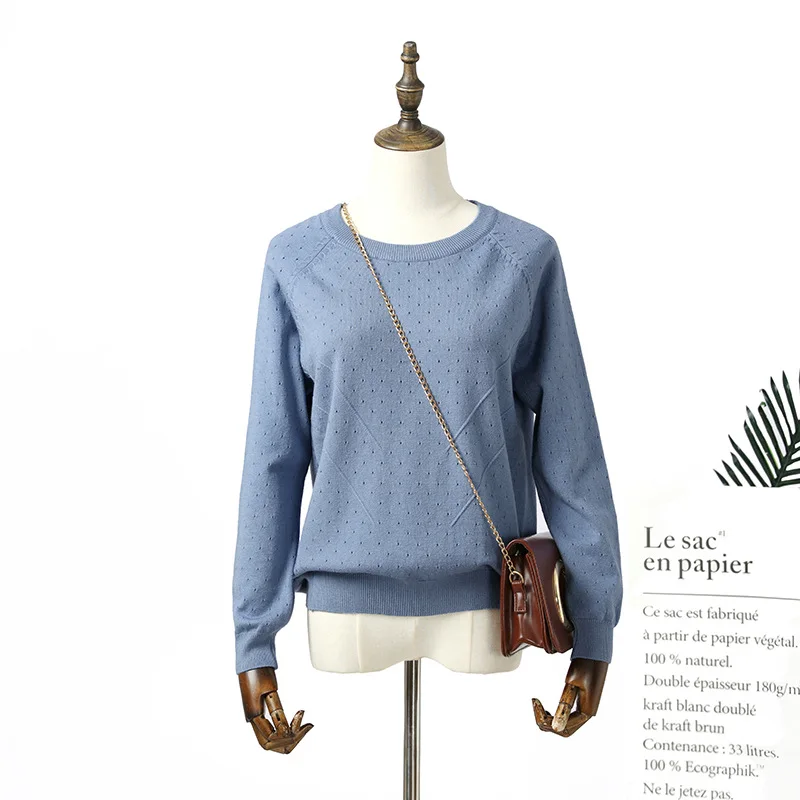 Women pullovers dot knitted sweater long sleeves basic o-neck winter Knit tops warm Korean Style tricot new female Женская одежда