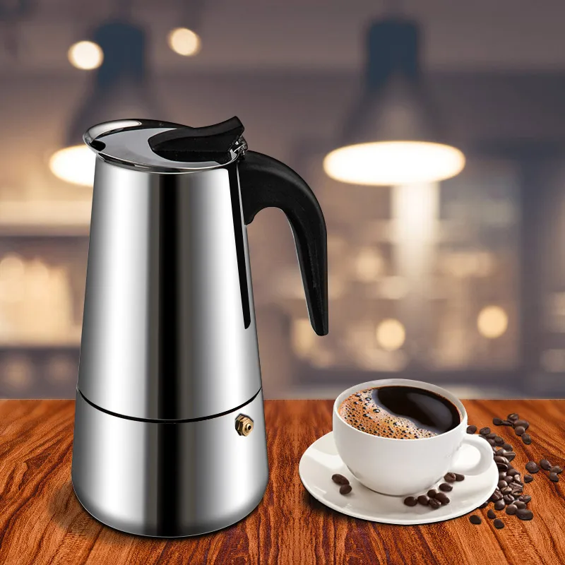 Нержавеющая сталь Moka Кофе итальянский производитель Топ Мока эспрессо латте плите фильтр Кофе горшки 100 мл 200 мл300 мл 400 мл Percolator кофемашина кофеварка кофемашина электрическая капучинатор гейзерная кофеварка