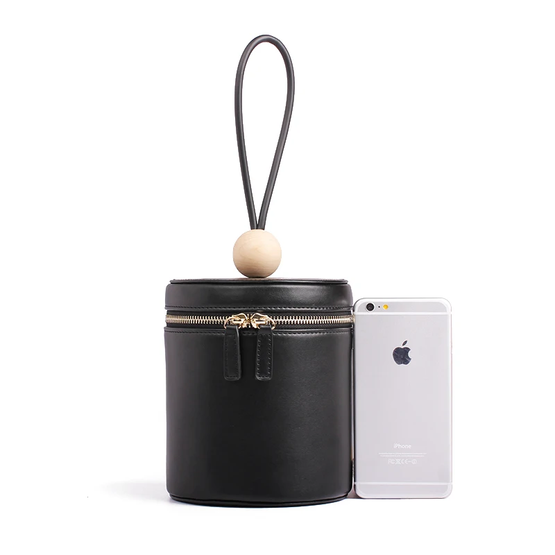 100% натуральная кожа женская сумка цилиндрическая дамская сумочка клатч