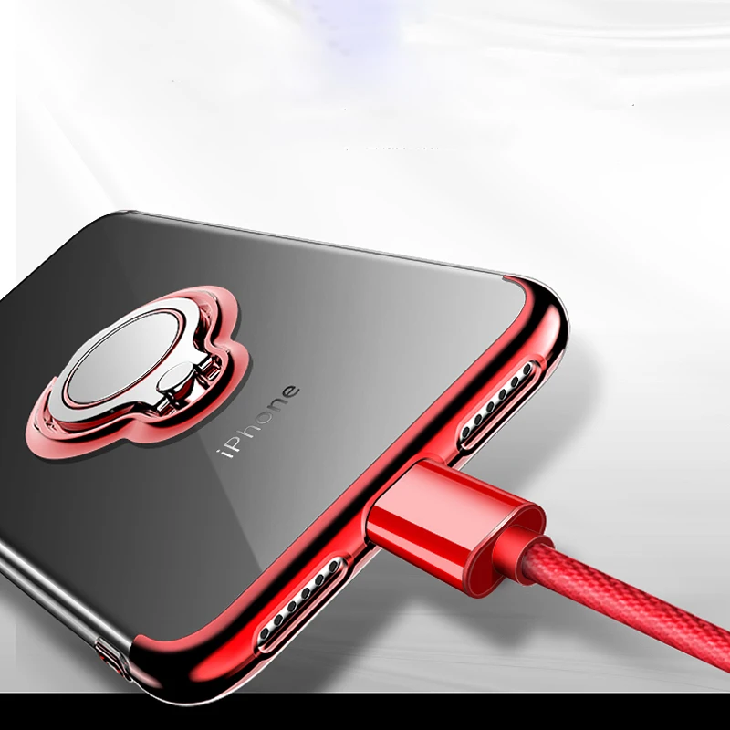 Elecplating Soft Case for Samsung Galaxy Note 10 5G 9 S10 S9 S8 Plus J6 J4 J3 2018 J5 Prime A6 Invisible Finger Ring Cover |