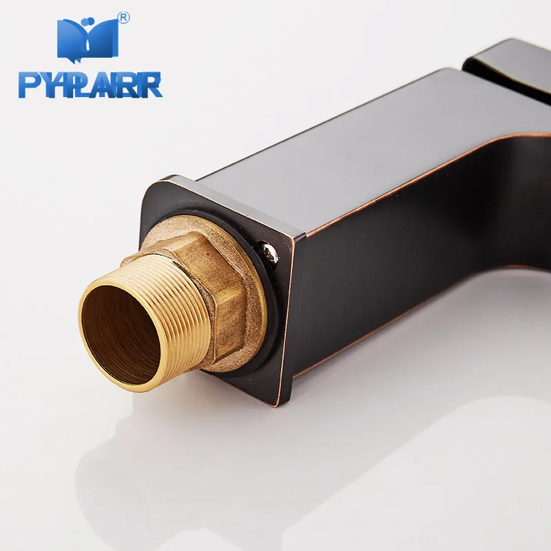

FYPARF Creative Brass Basin Sink Faucet Oil Rubbed Bronze Black Faucet Cold and Hot Deck Mounted Bathroom Faucet Basin Mixer Tap