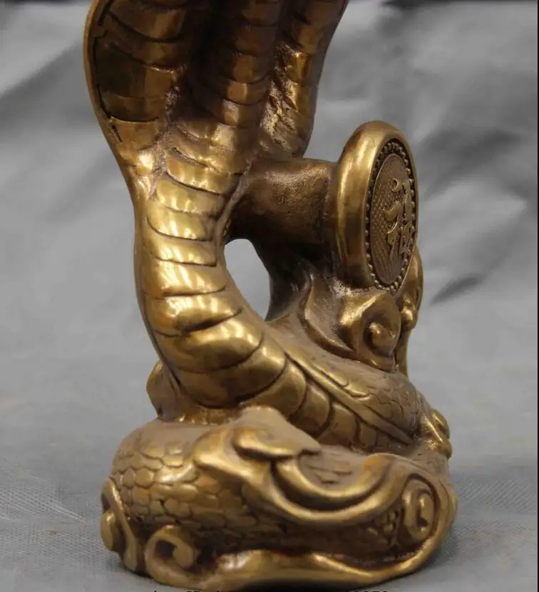 Китайская народная медная статуя фэн шуй счастливый Зодиак змеиная кожа|statue|art deco