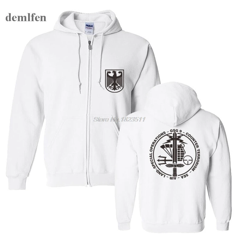 Мужская хлопковая толстовка GSG 9 с капюшоном и молнией|Мужские толстовки