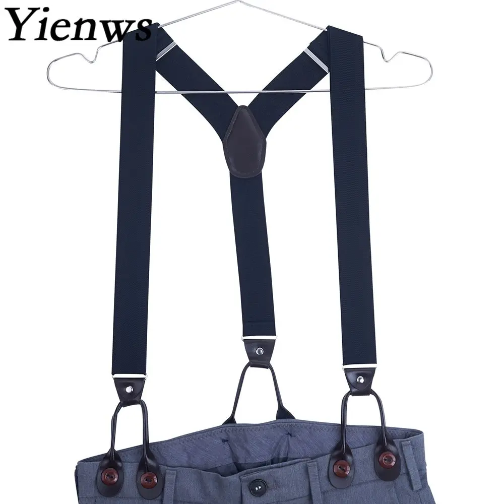 Подтяжки Yienws из черной кожи для мужчин 120 см|mens braces for trousers|men bracesbraces trousers |