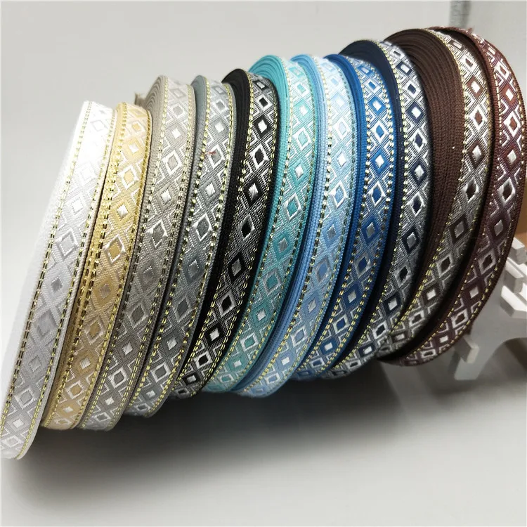 10 ярдов/набор 1 3 см Широкий ромбов Grosgrain жаккардовая тесьма с двойным лицом ленты
