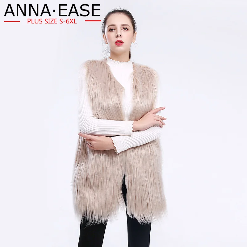 

Plus Size Faux Fur Vest Winter Clothes Woman Jacket Long Fur Vest Hairy Vest Female Vest Jacket